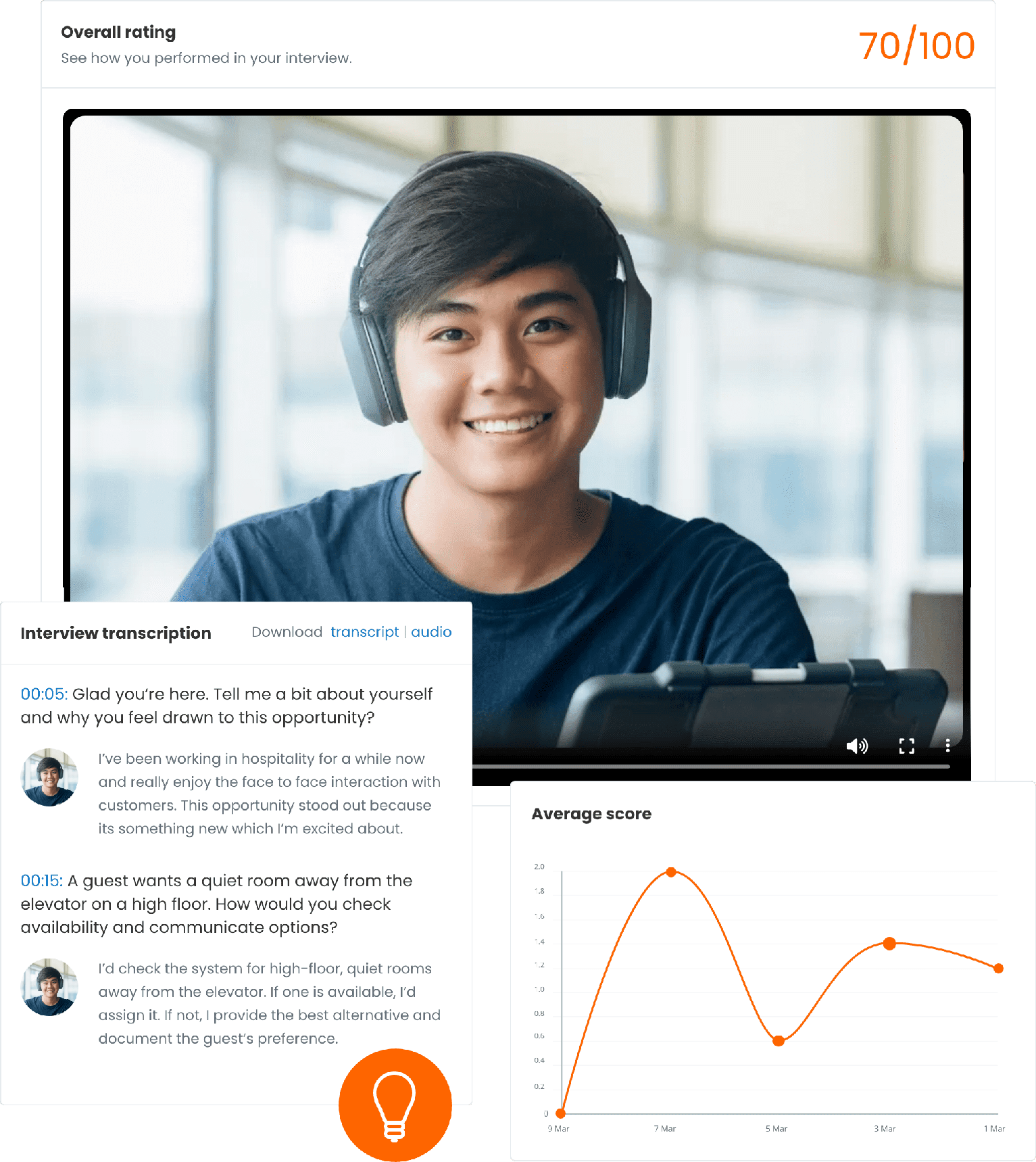 Image of student taking an AI practice interview