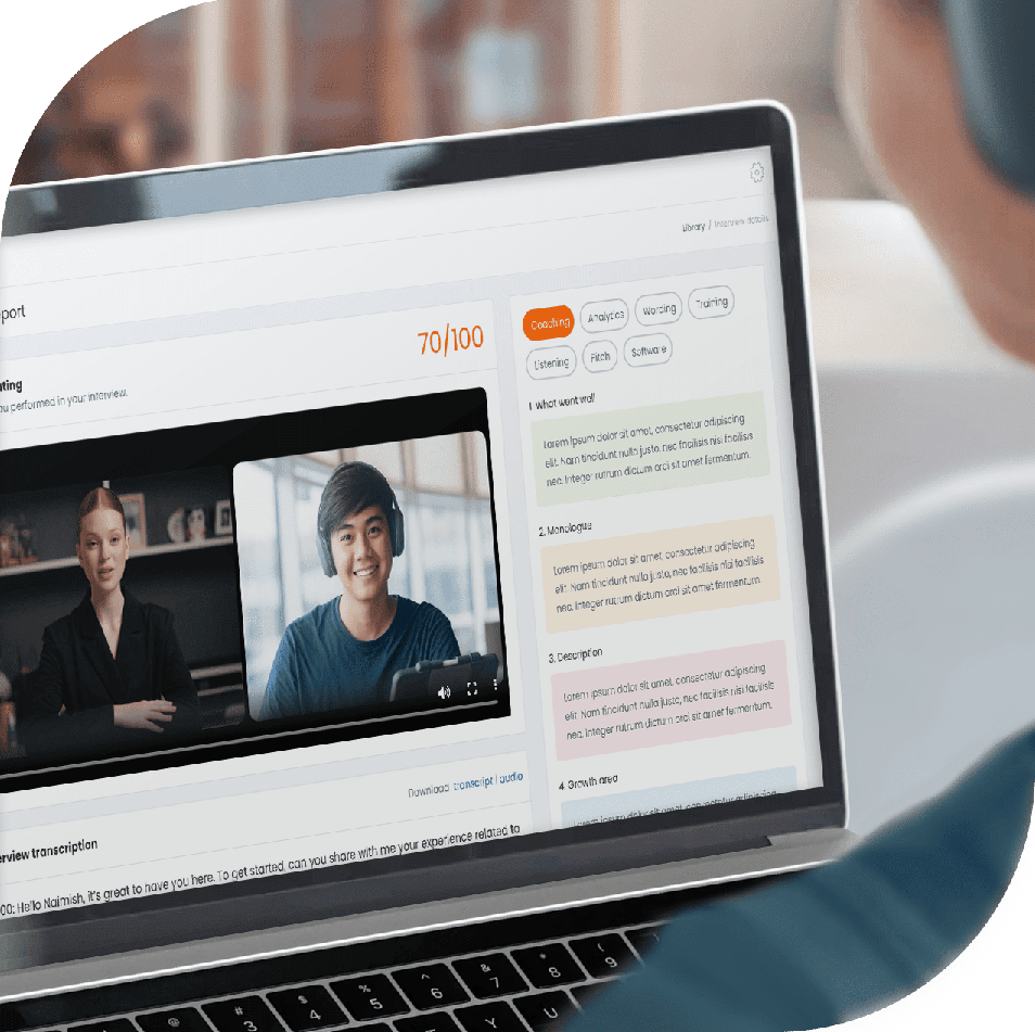 Image of student taking an AI practice interview