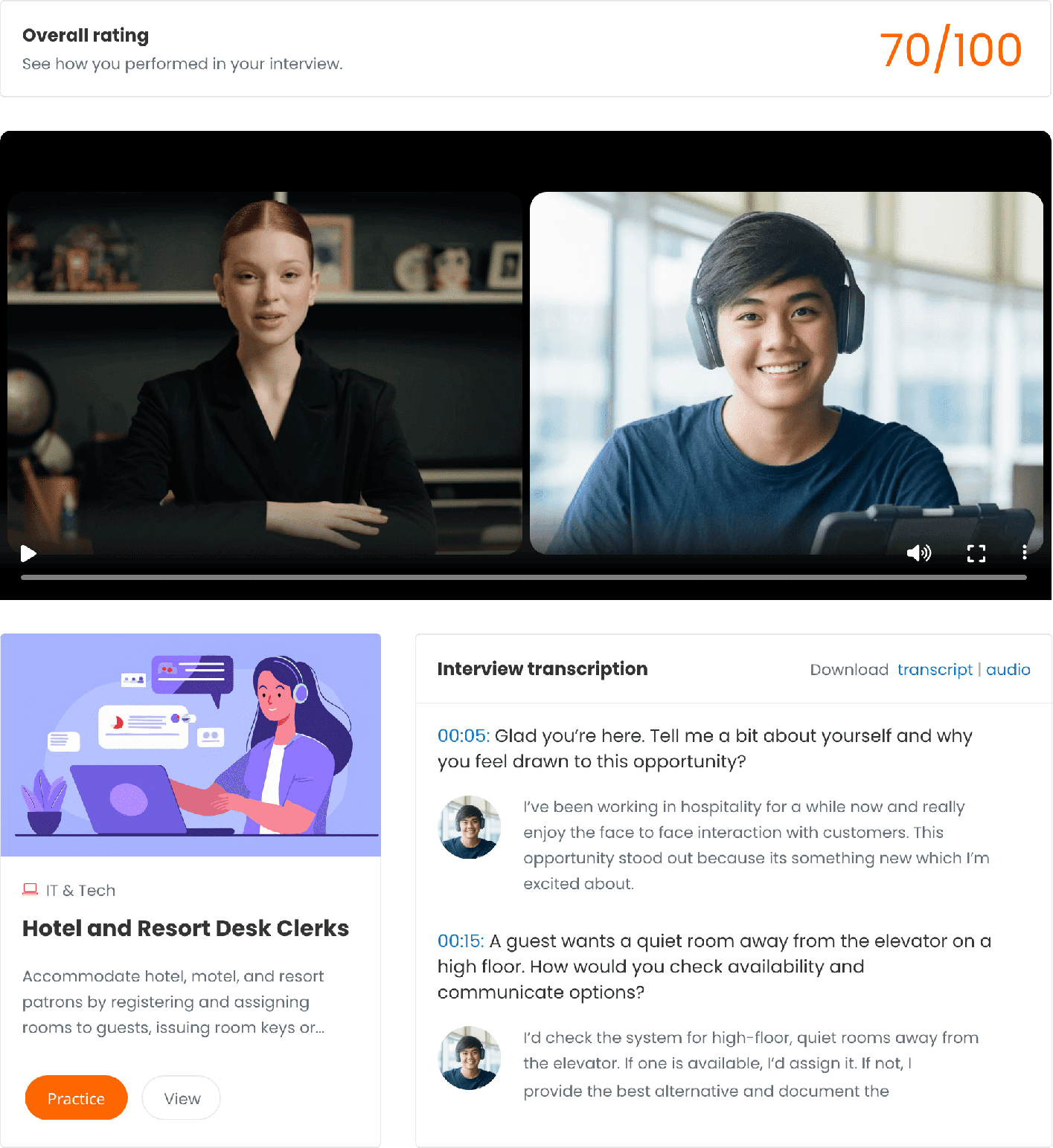 Image of student taking an AI practice interview